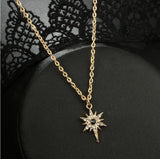 Gold-Plated Zircon Devil Eye and Star Cross Necklaces - Lootquake