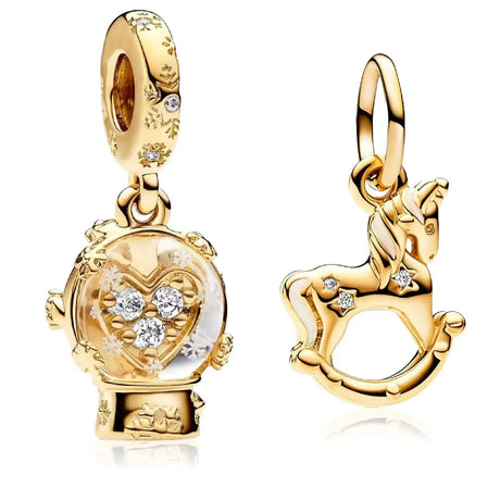 MSPOVOF Christmas Charms 2 Piece/set S925 Sterling Silver Bead for Bracelets and Necklaces for Christmas Family Birthday Women Jewelry Present - Lootquake