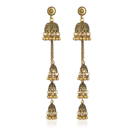 Jhumkas Indian Earrings for Women Jhumkas Jhumki Tassel Earrings Ethnic Dangle Earrings Beaded Bell Earrings Indian Jewelry for Women - Lootquake