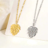 Hawaii Style Summer Collar Stainless Steel Palm Leaf Necklaces - Lootquake