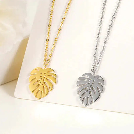 Hawaii Style Summer Collar Stainless Steel Palm Leaf Necklaces - Lootquake