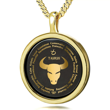 Taurus Necklaces for Lovers of the Zodiac 24k Gold Inscribed - Lootquake