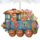 Easter Bunny Train Wooden Ornaments by G. DeBrekht Easter Spring Decor - 8652781
