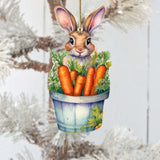 Bunny with Basket of Carrots Wooden Ornaments by G. DeBrekht Easter Spring Decor - 8652769