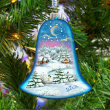 Winter Village Bell Glass Ornament by G. DeBrekht - Christmas Decor - 73141