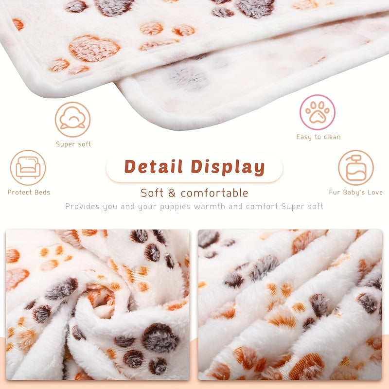 1pc Pet Blanket Dog Puppy Blanket Paw Print Coral Fleece Flannel Blanket Warm Soft Sleep Dog Blanket