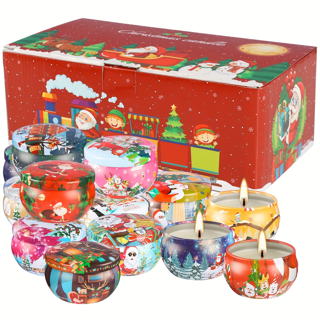 16pcs 1.6*2.4in (4cm*6cm) Christmas Scented Candle, Smoke-free, Non-drip, Elegant Romantic Candle, Suitable for Family, Wedding, Church, Seasonal Celebrations, Also Very Suitable for Christmas.