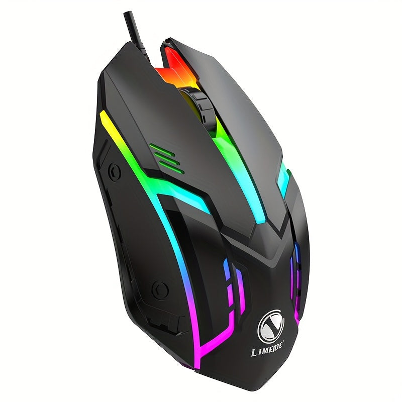 Ratón USB universal con cable y luz: sensor óptico de alta precisión, diseño ergonómico, luces LED luminosas, listo para usar, compatible con computadoras de escritorio, portátiles y juegos de eSports. Ratón para juegos competitivos, económico y duradero.