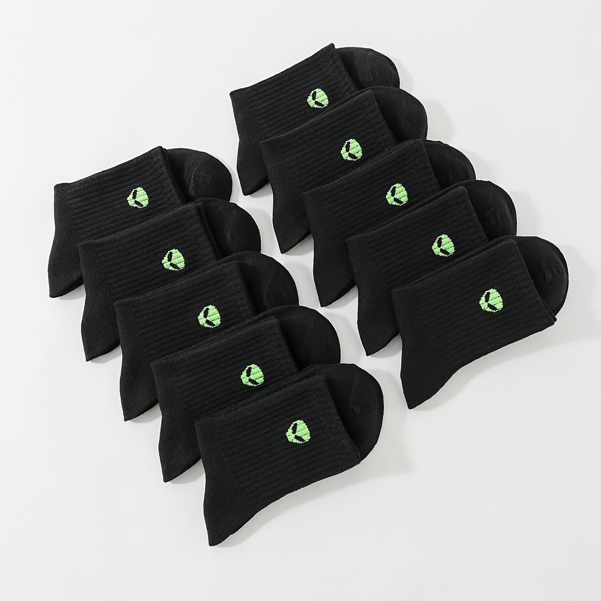 10 pares de calcetines acanalados con estampado de extraterrestre, cómodos y suaves, de tubo medio, medias y calcetería para mujer