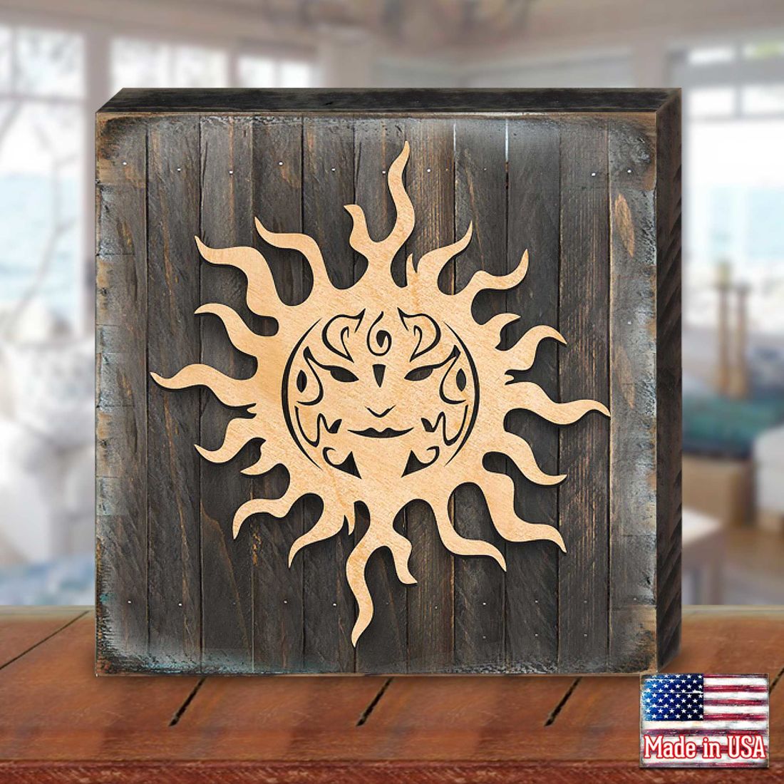 Celtic Sun Charm Art Wooden Wall Art by Celtic Art - Celtic Decor - 953169B