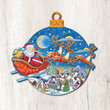 Up-Up and Away Santa Sleigh Ball Door Decor by G. DeBrekht - Christmas Santa Snowman Decor - 8112160H