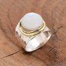 Two-tone Wide-faced Gemstone Ring Vintage - Lootquake
