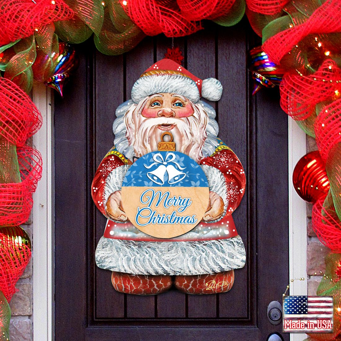 Merry Christmas Door Decor by G. DeBrekht - Christmas Santa Snowman Decor - 8117810H-MC