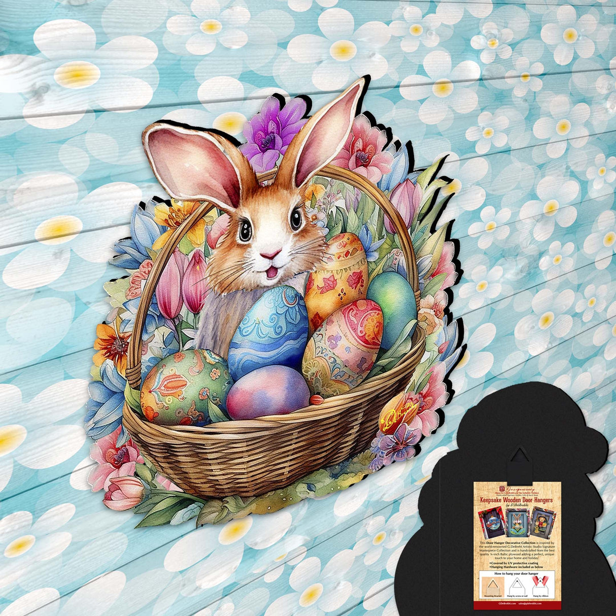 Bunny in a Basket Holiday Door Decor by G. Debrekht - Easter Spring Decor - 8652764H