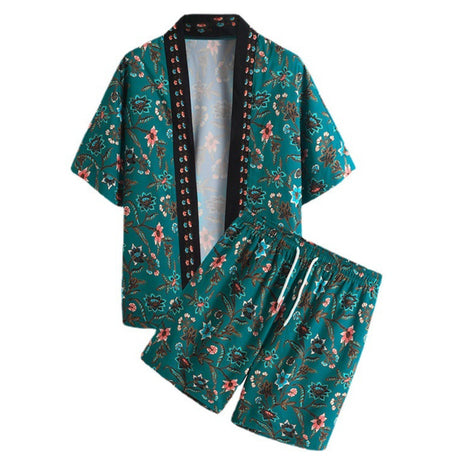 Men's Beach Style Casual Short Sleeve Shirt Pants Set - Lootquake