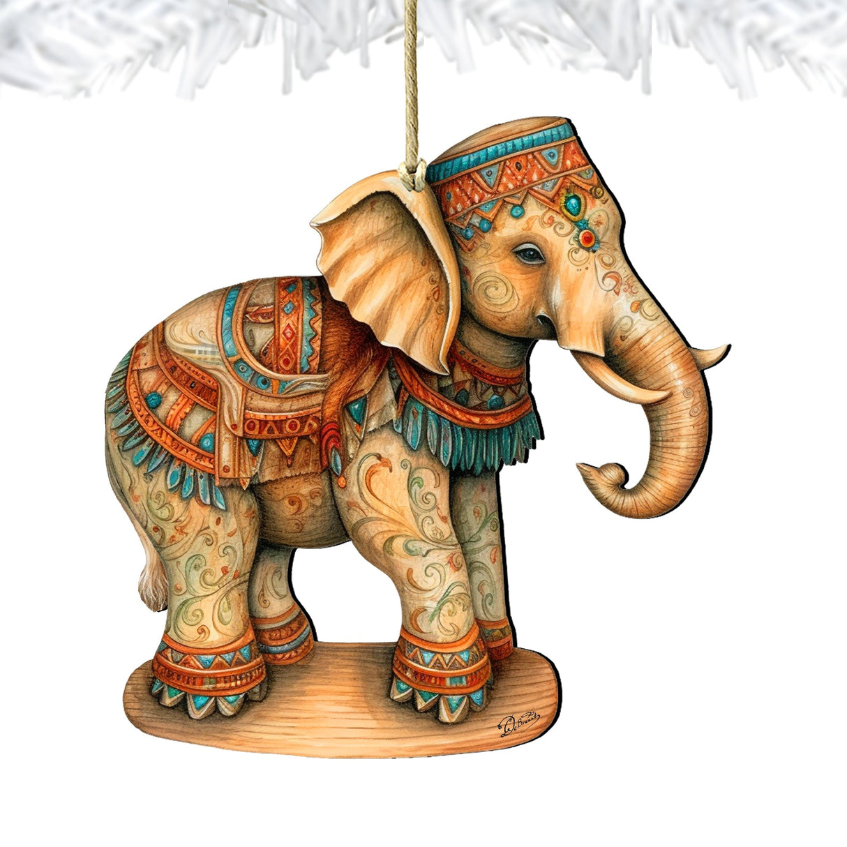 Carousel Elephant Wooden Ornaments by G. Debrekht - Christmas Decor - 8100192-2