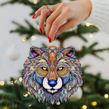 Ornamental Wolf Face Wooden Ornaments by G.Debrekht - Wildlife Holiday Decor - 8710125-2