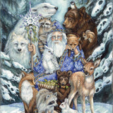 Reúnanse en paz, Papá Invierno, arte mural de madera de J. Bergsma - Decoración de vida silvestre - 85922968B-JB