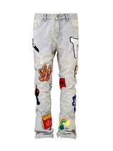 Light Color Irregular Towel Embroidered Slim Straight-leg Denim Trousers - Lootquake