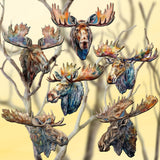 Majestic Moose Decorative Wooden Clip-on Ornaments Set of 6 by G. Debrekht - Wildlife Decor - 8090108C-S6