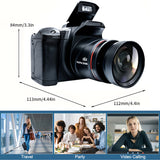 1080P Full HD Digital Camera with 32GB Card, 16x Zoom, 9.88mm Wide-Angle Lens – Compact Travel Essential for Women, Black, Powered by 4 AA Batteries (Not Included), Travel Photography | Sleek Black Camera | Highquality Lens