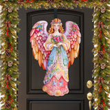 Ángel floral rosa para puerta, decoración navideña de G. Debrekht - 8611023H