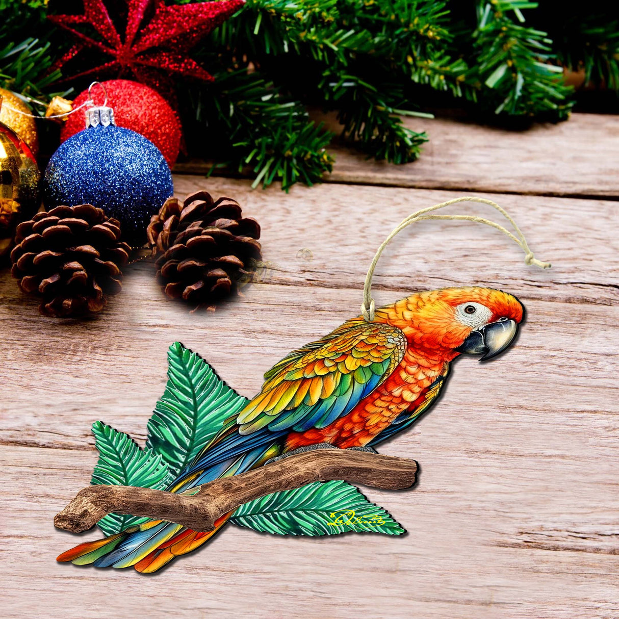 Coastal Decorations - Parrot Wooden Ornaments by G.Debrekht Coastal Holiday Decor - 8688204
