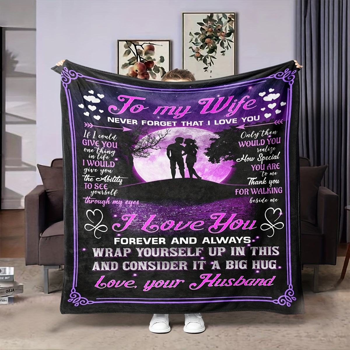 Un regalo especial para tu esposa: 1 manta de franela, suave y acogedora para sofá cama.