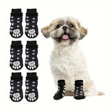 Lot de 4 chaussettes antidérapantes pour chien avec semelles antidérapantes - Chaussures de protection pour animaux de compagnie - Idéales pour les activités à la maison