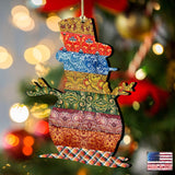 Country Quilted Snowman Wooden Ornaments by G. DeBrekht - Christmas Santa Snowman Decor - 8198801-2