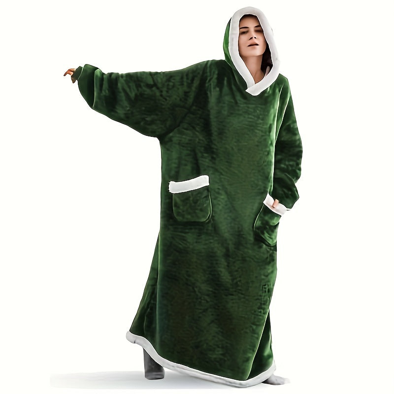 1pc Super Soft Hoodie Wearable Blanket for Adults with Big Pocket - Perfect for Christmas Parties and Cozy Nights In