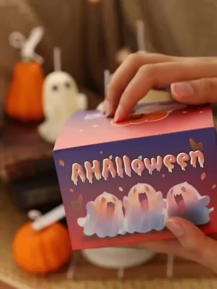 Coffret de 6 bougies parfumées fantômes effrayants pour Halloween, aromathérapie sans fumée avec mèche en coton, paillettes, idéal pour la décoration et les cadeaux de Noël.