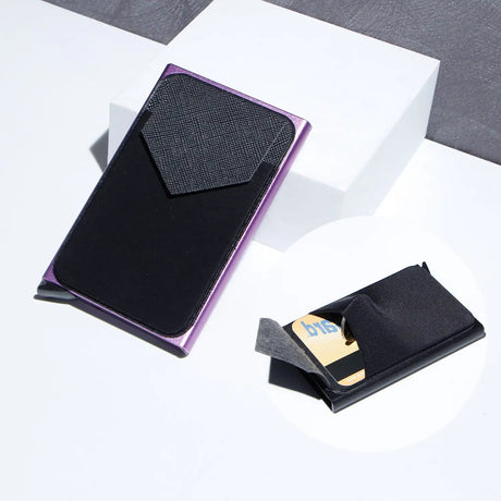Metal Card Holder, Money Clip Aluminum Alloy Lycra Cloth - Lootquake