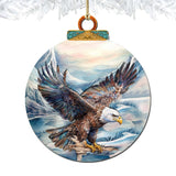Bald Eagle in Alaska's Sky Wooden Ornaments by G.Debrekht - Wildlife Holiday Decor - 870064
