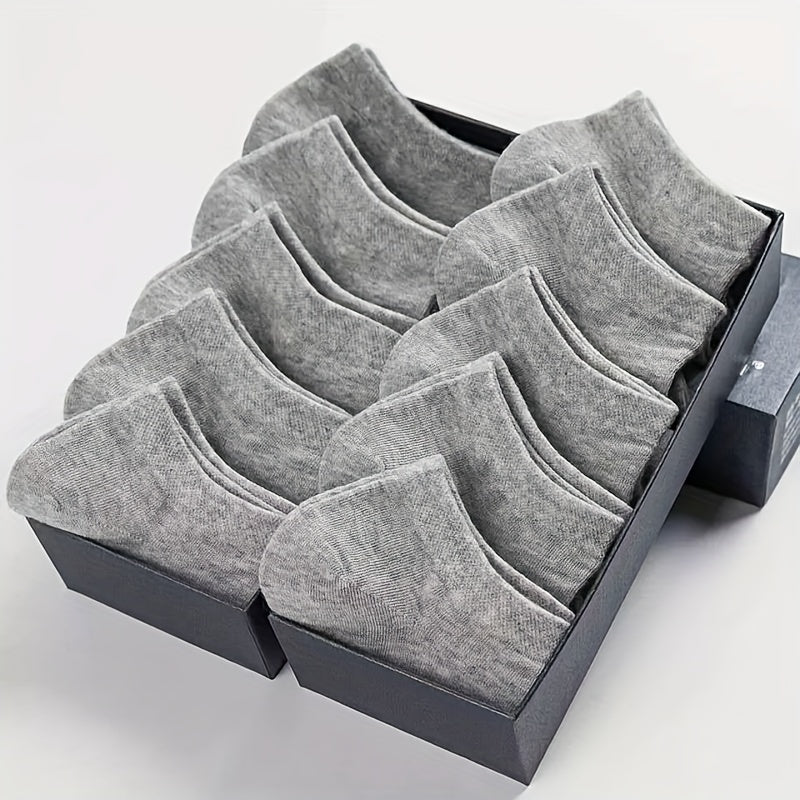 5/10/12 pares de calcetines tobilleros lisos para hombre, cómodos, transpirables, suaves y absorbentes del sudor, ideales para exteriores.