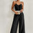 Ladies' Cross Leisure Vacation Lazy Backless Wide Leg Pants Camisole Skirt Jumpsuit - Lootquake