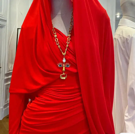 Minority Design Vintage Red Lip Nose Eye Pendant Necklace - Lootquake