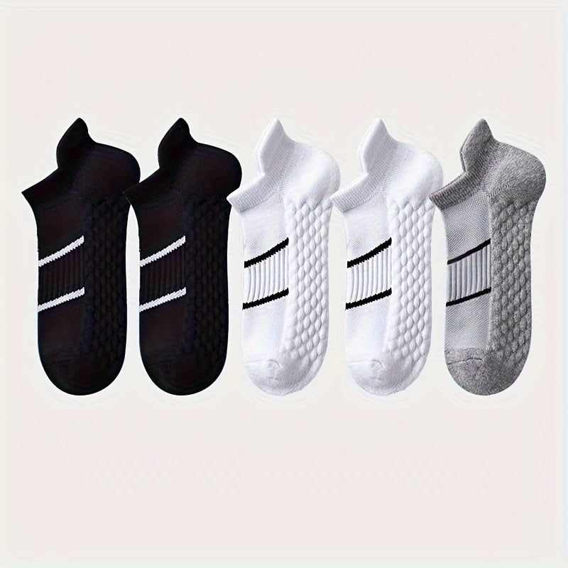 5 pares de calcetines deportivos profesionales para hombre, de verano, de malla fina, transpirables, absorbentes del sudor, antiolor, con protección para el talón y las orejas.