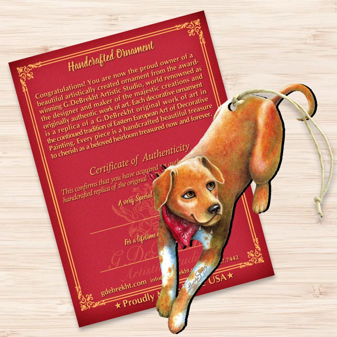 Adorno de madera con forma de perro con bebida refrescante de Laura Seeley - Decoración para perros y gatos - 8511024-LS