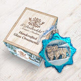 Adorno navideño de vidrio de mercurio con cachorros de tigre blanco de Santa Claus de G. DeBrekht - Decoración navideña con vida silvestre - 771017