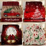1pc Christmas Throw Blanket - Reindeer and Christmas Trees Printed, Soft, Cozy, Holiday-Themed, Versatile Throw for Couch, Bed, Sofa, Office, Camping, Indoor and Outdoor Use