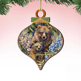 Adornos de madera Grin Bear it Grizzly Mother Cub de J. Bergsma - Decoración navideña de vida silvestre - 8591947-JB