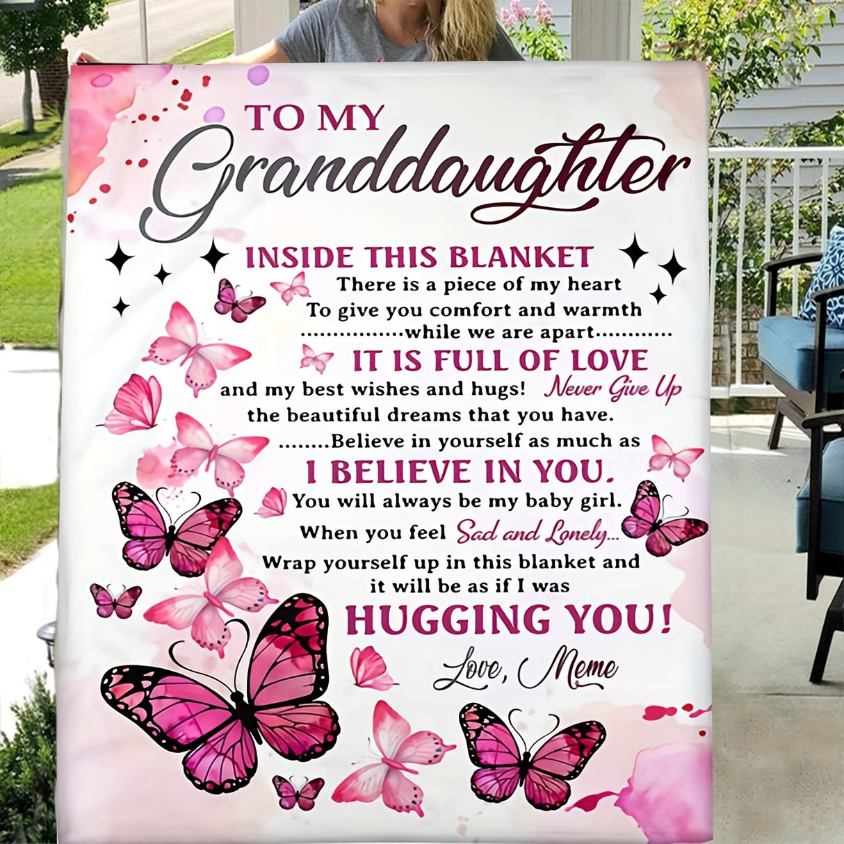 Manta de franela suave y acogedora, con estampado de mariposas: ¡un regalo navideño perfecto para la nieta de parte de la abuela!