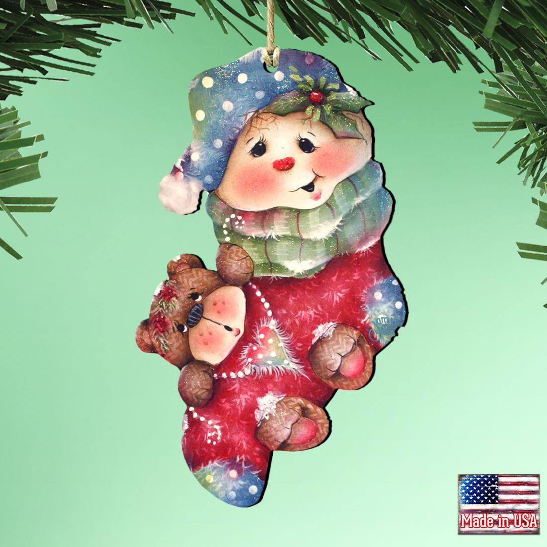 Bearly Hanging on Wooden Ornaments by Jamie Mills-Price - Christmas Decor - 8457501