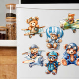 Aviator Teddy Bear Decorative Wooden Magnets Set of 6 by G. Debrekht - Christmas Decor - 8090010G-S6