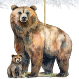 Adornos de madera de oso grizzly con cachorro de G.Debrekht - Decoración navideña con temática de vida silvestre - 8710105-2