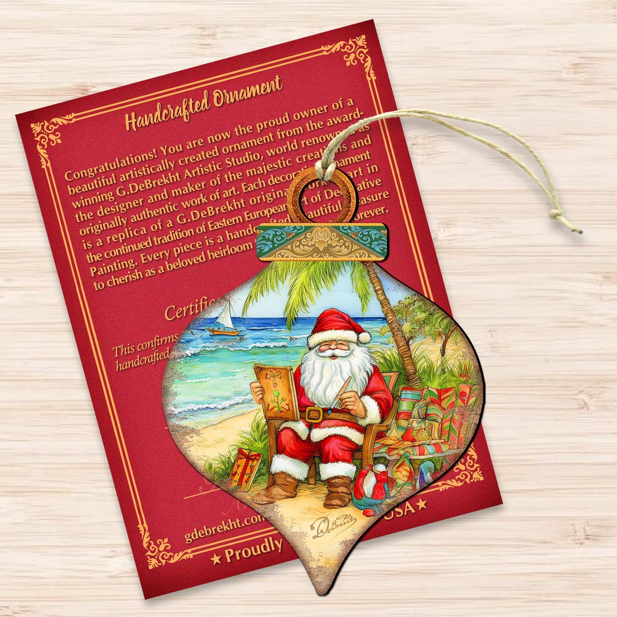 Beach Themed Ornaments - Santa's Artistry Wooden Ornaments by G. Debrekht Coastal Holiday Decor - 8688184