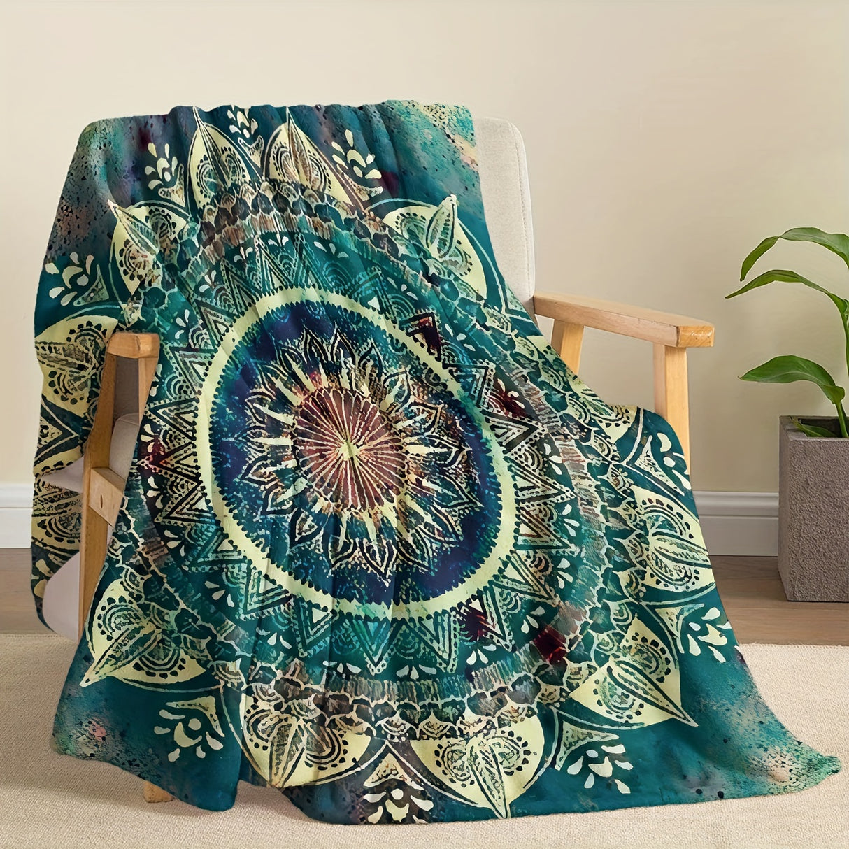 Manta de mandala bohemia suave y lujosa: visualmente impactante y acogedora: ¡regalo ideal para niños, niñas y adultos en cumpleaños, días festivos y celebraciones de Ramadán!