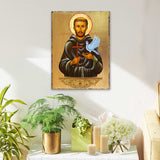 Icono religioso cristiano sagrado de San Francisco de madera bañado en oro - Decoración inspiradora - 85024