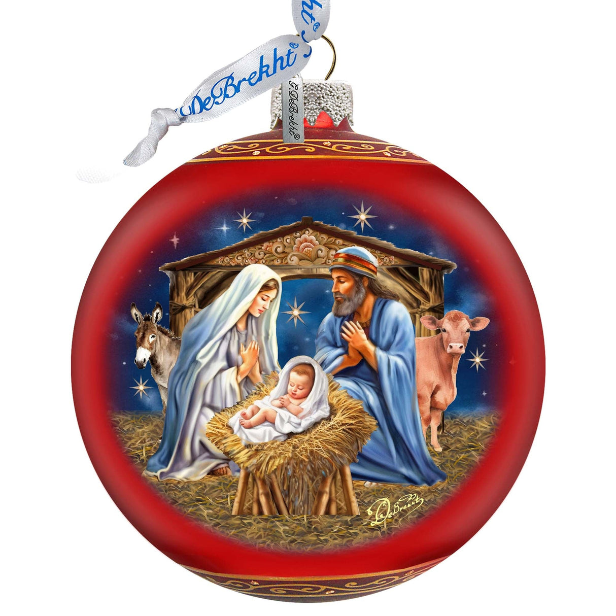 From Stable to Savior Lg Glass Ornament by G.Debrekht - Nativity Holiday Decor - 73956
